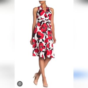 London Times Red and Black Halter Sundress